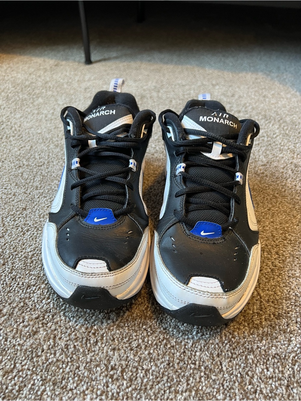 Nike Black White Blue Air Monarch Sneakers - Men's